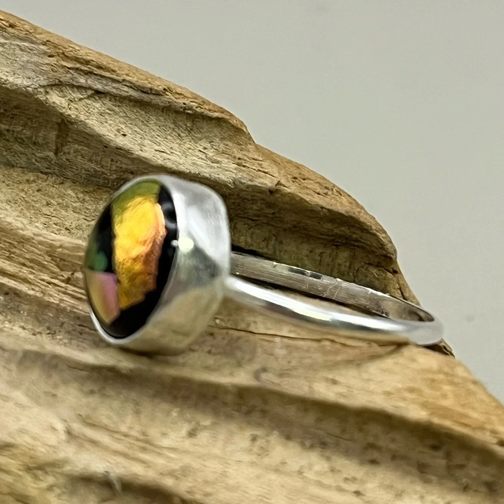 Sterling Silver and Multicolor Minimalist Ring with Contemporary Design